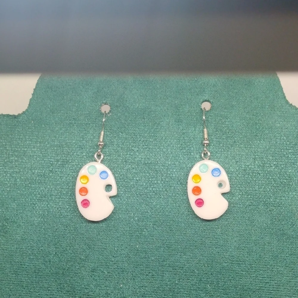 Funky Artist Paint Palette Dangle Earrings | Art Teacher Gift